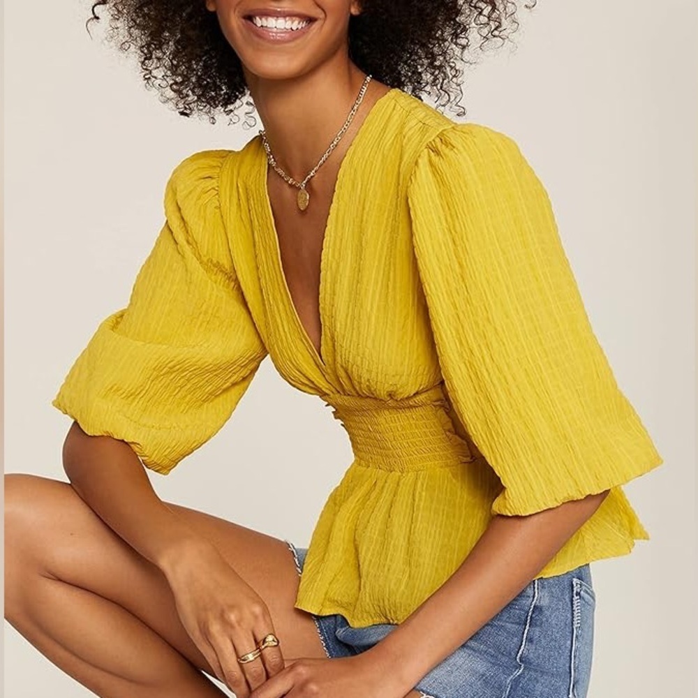 Louna Smocked Puff Sleeve Peasant Blouse